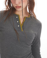 Faux two-piece slim-fit long-sleeved top (women's)