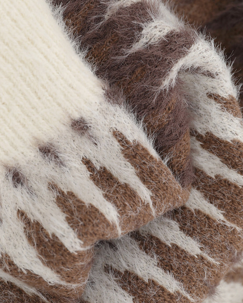 Contrast color panel sweater