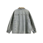 Vintage leopard print denim jacket