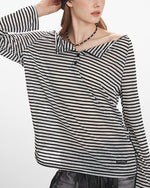 一字領條紋長袖(女款)