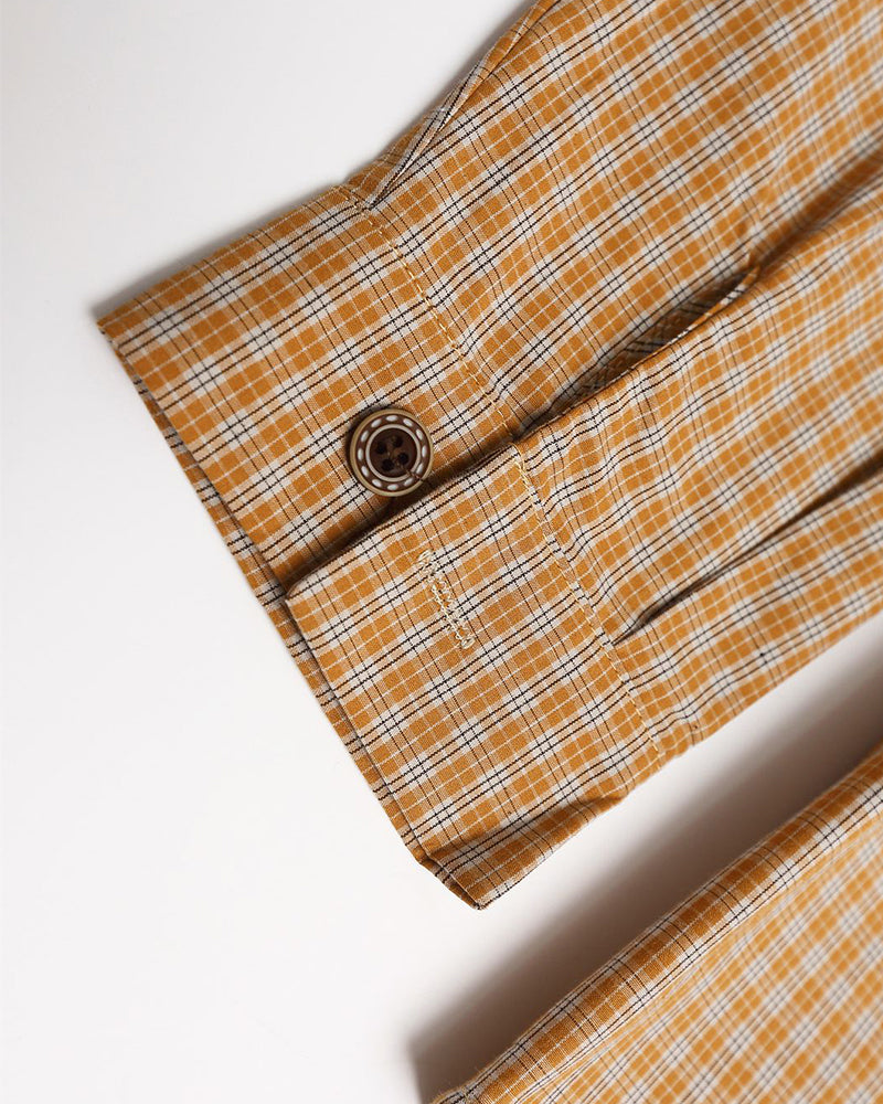 Embroidered plaid long-sleeved shirt