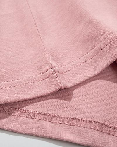 콘트라스트 컬러 캐주얼 프린트 반팔