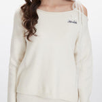 復古寬鬆一字領飄帶毛衣(女款)