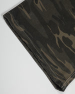Distressed patchwork camouflage trousers
