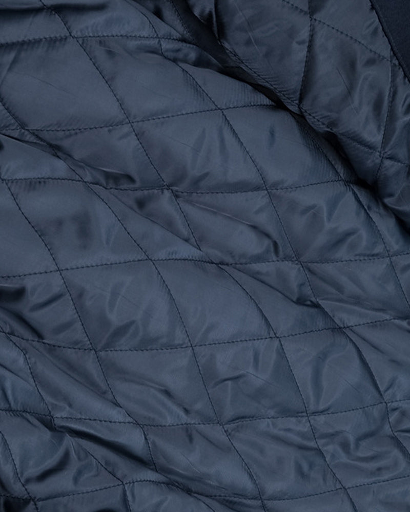 Embroidered striped stand-up collar coat