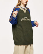 復古撞色拼接毛衣