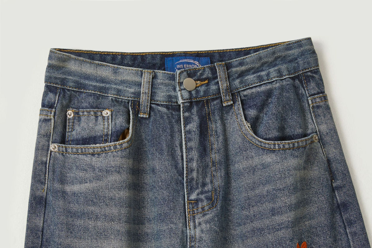 retro casual denim trousers