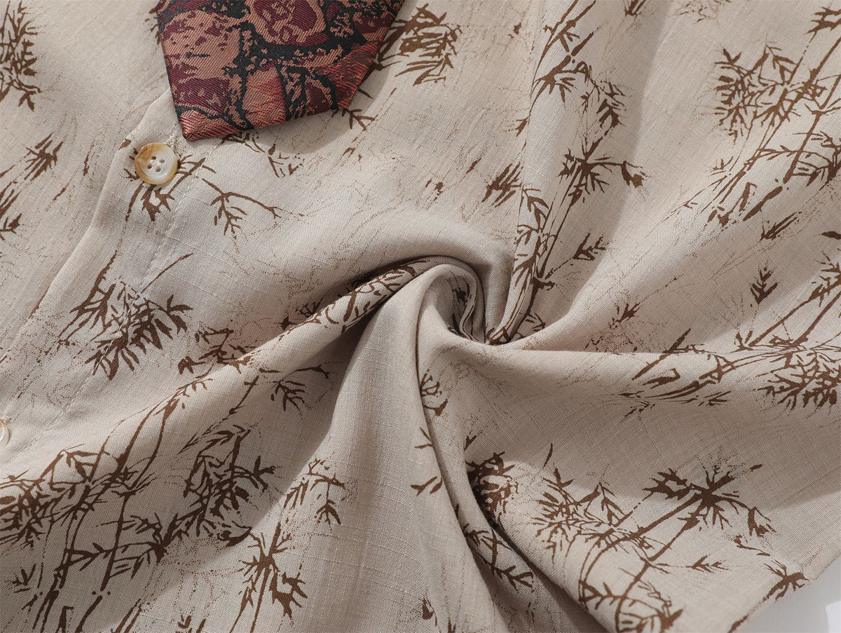 빈티지 플로럴 타이 반팔 셔츠