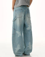 水洗直筒牛仔褲