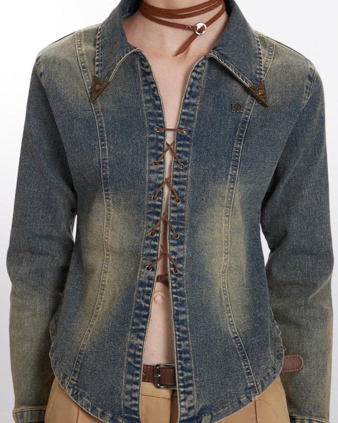 Retro denim casual shirt (women's style)