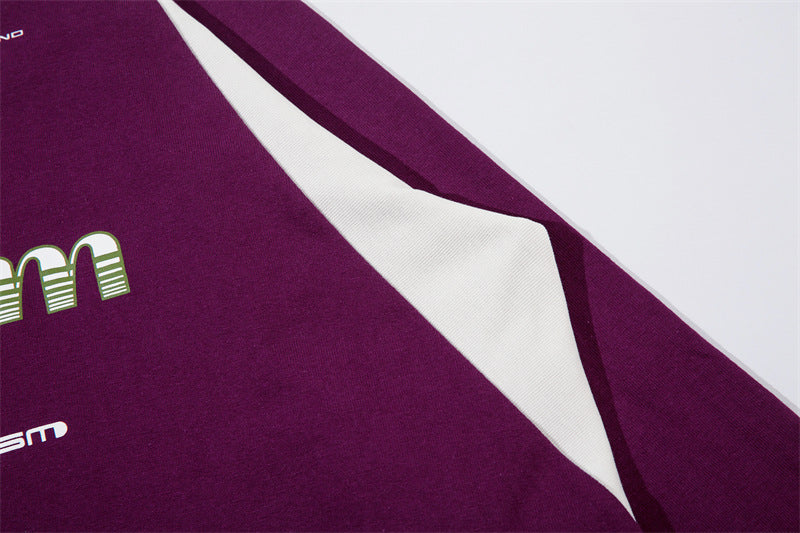 復古運動風撞色拼接長袖