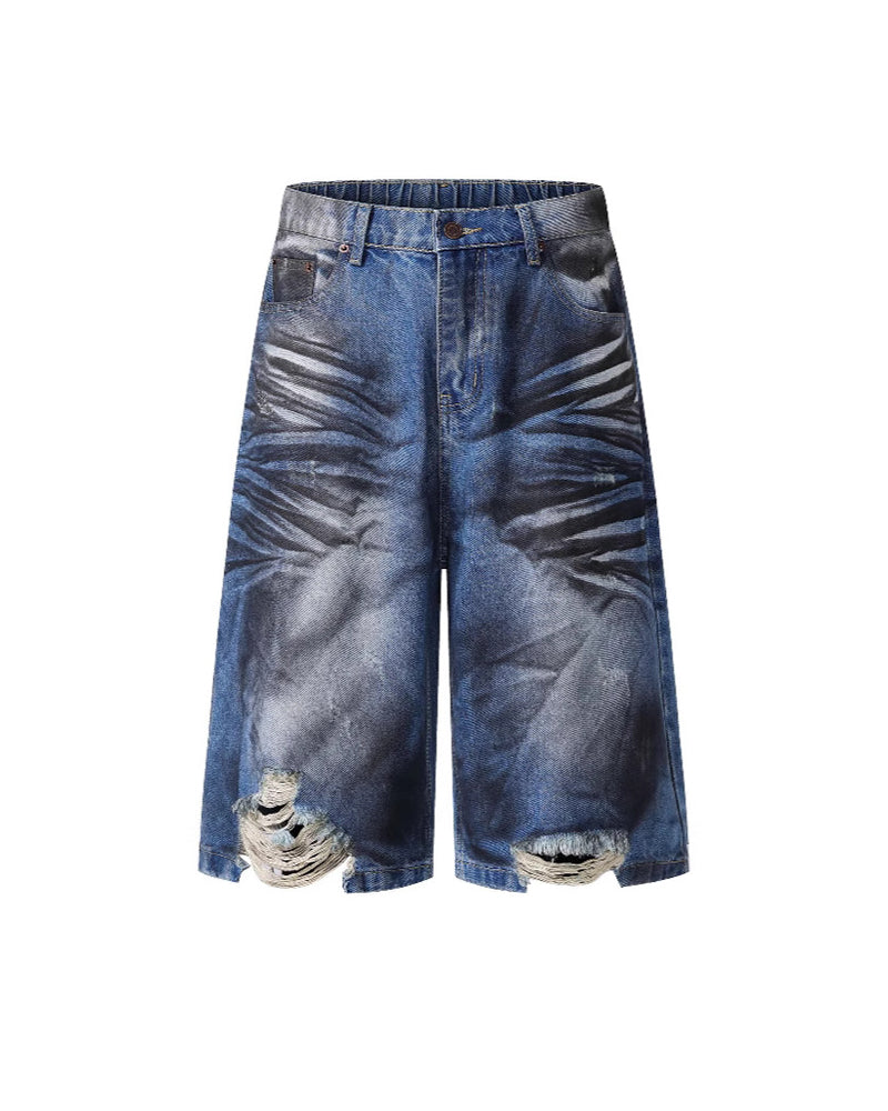 做舊破洞牛仔短褲