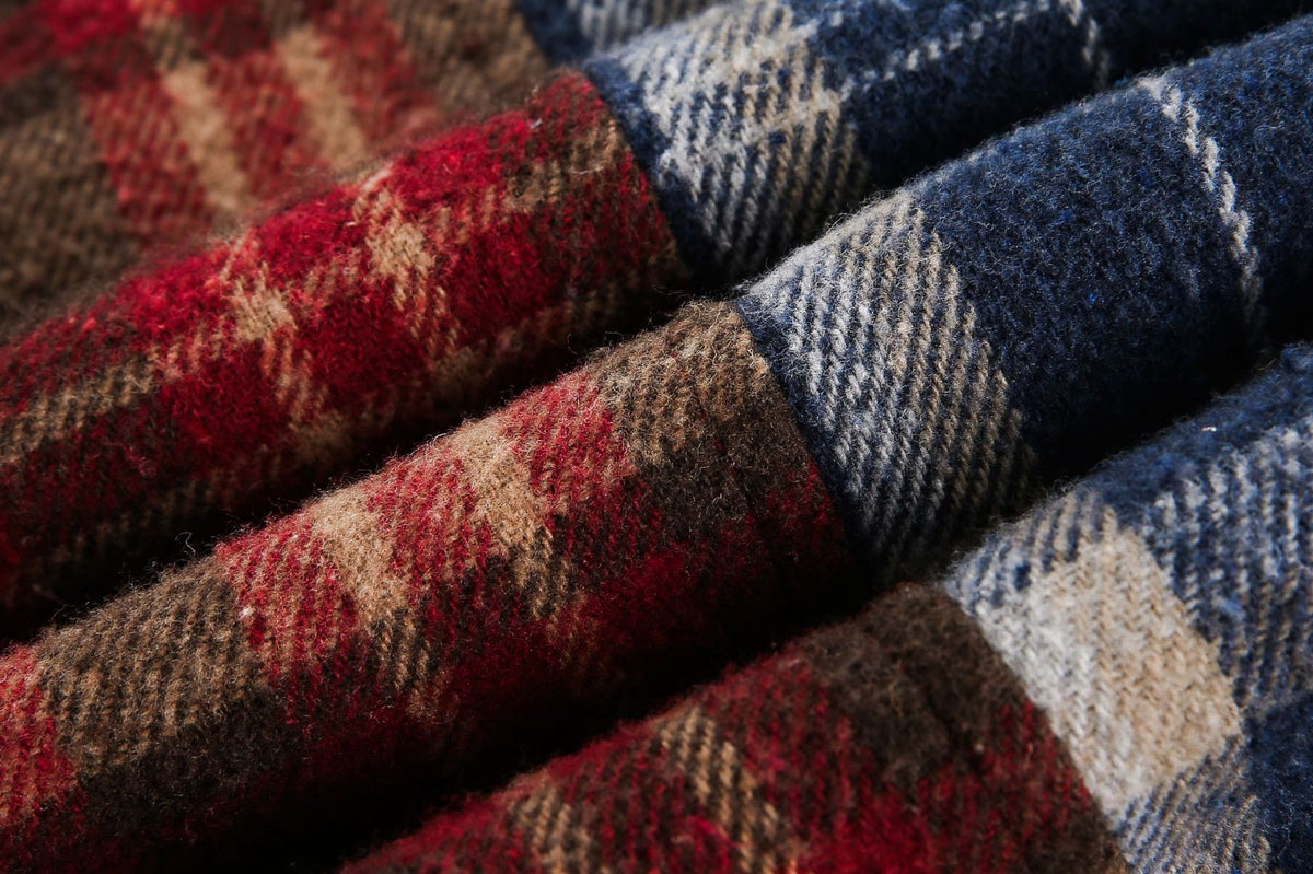 復古寬鬆格子長袖襯衫