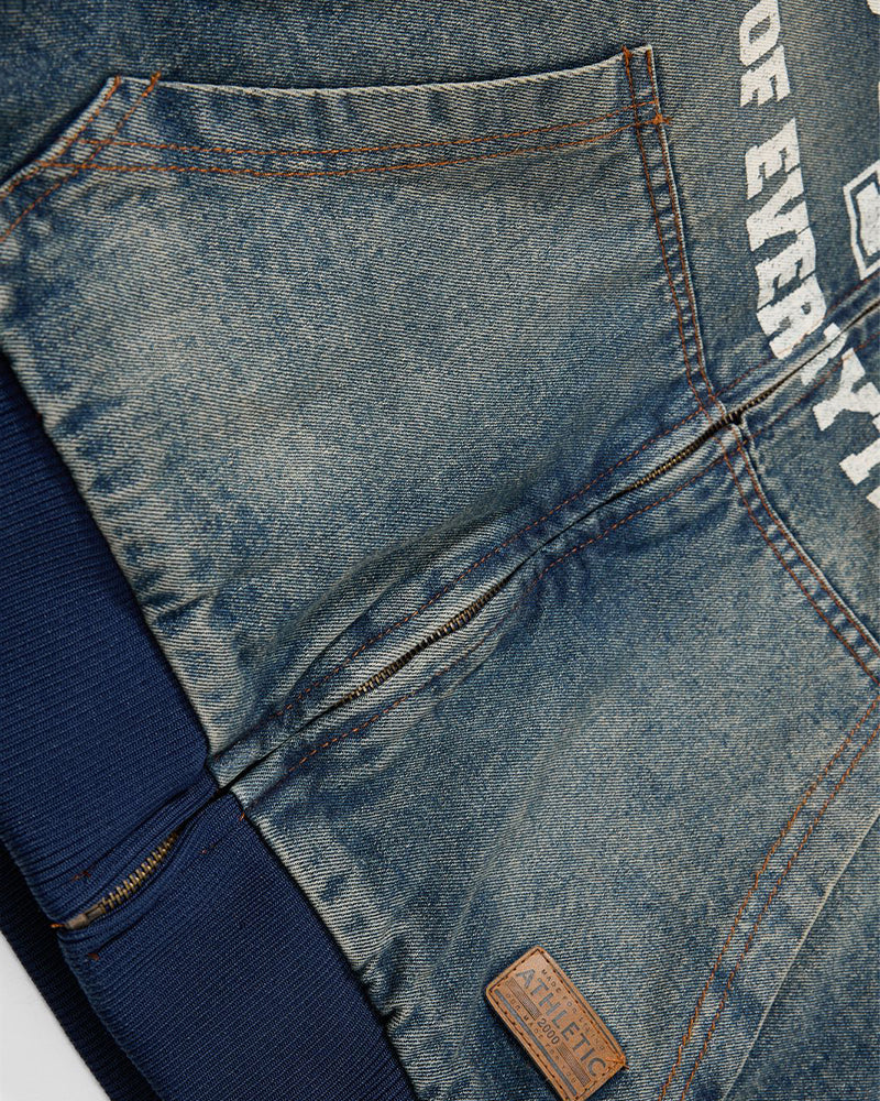 Distressed and thick denim jacket