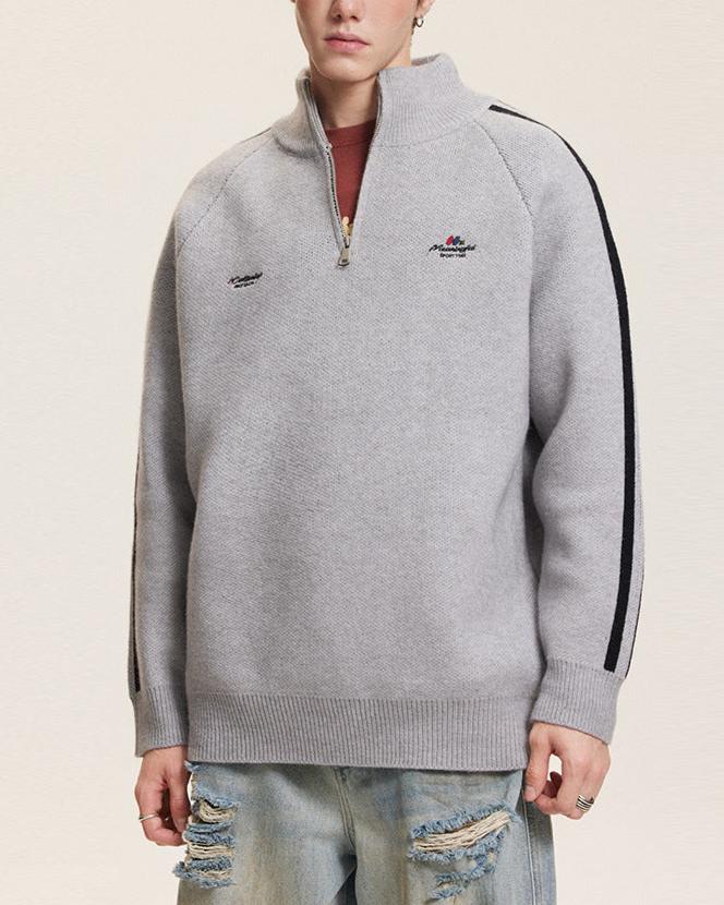 復古運動風立領毛衣