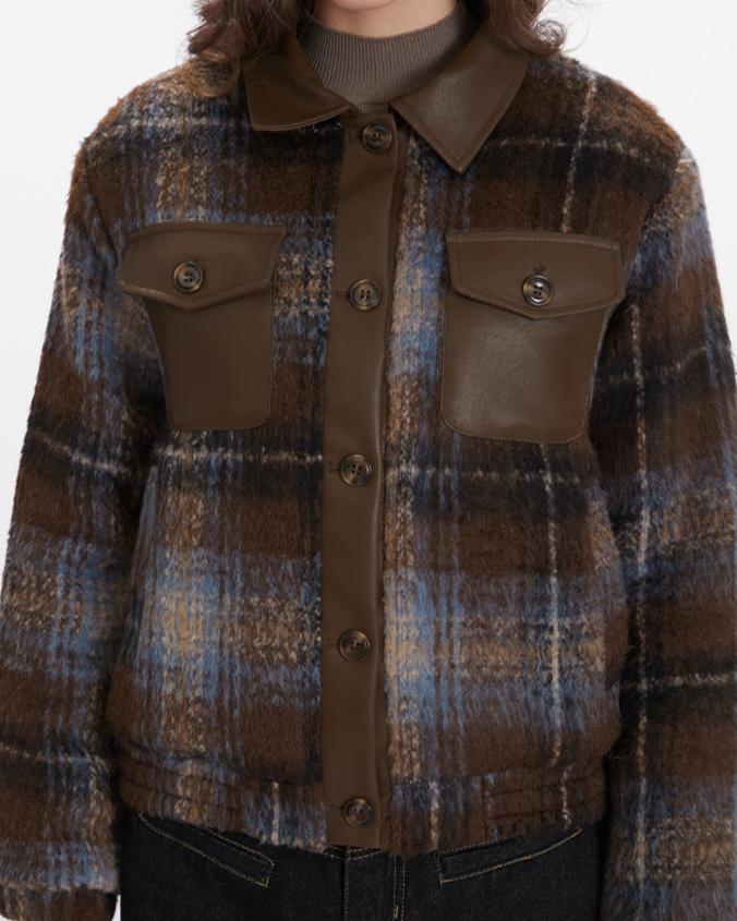 retro plaid contrast coat