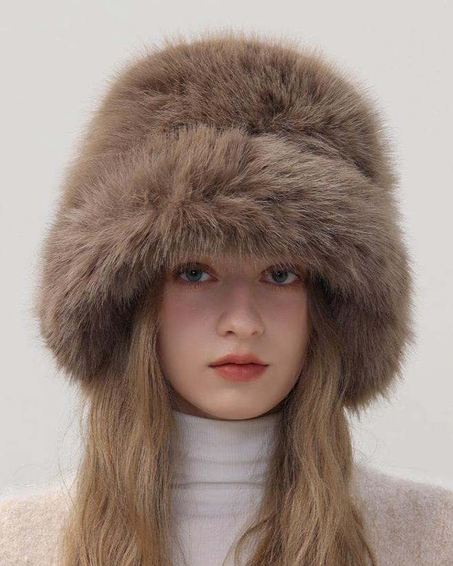 保暖純色毛絨帽