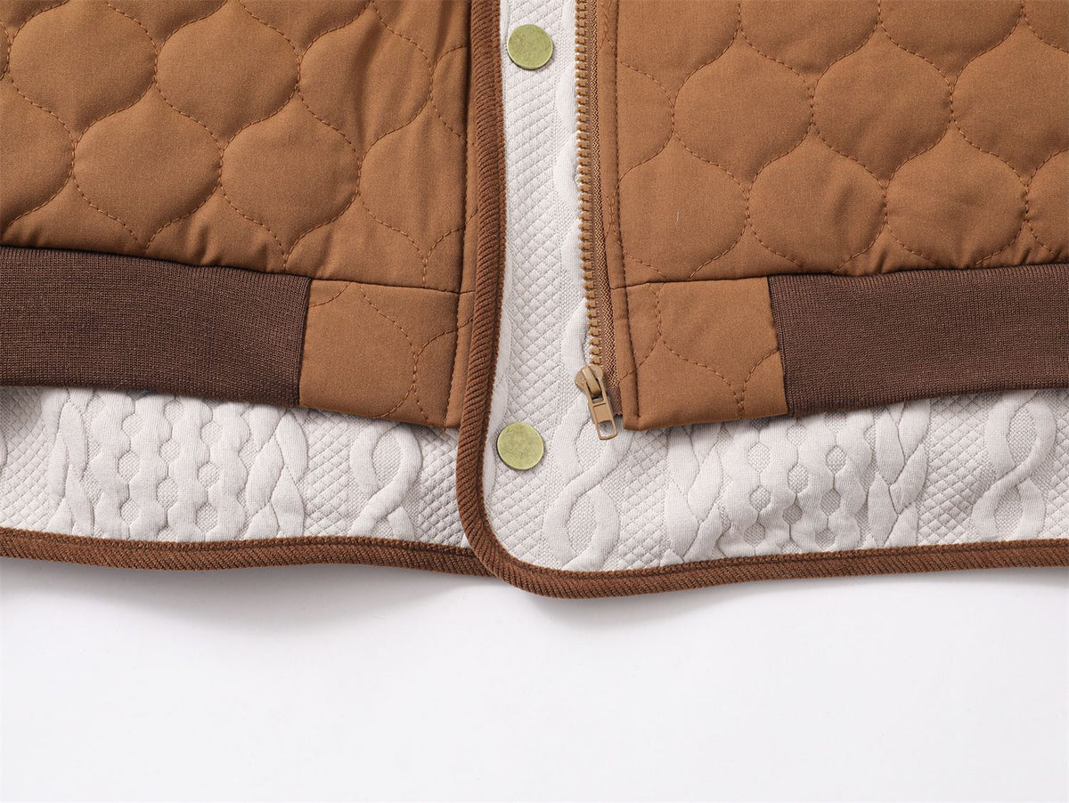 레트로 콘트라스트 컬러 패치워크 코튼 재킷