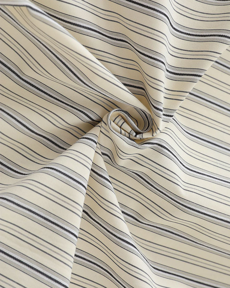 條紋刺綉長袖襯衫