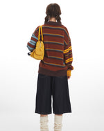 Color-blocked irregular knit cardigan