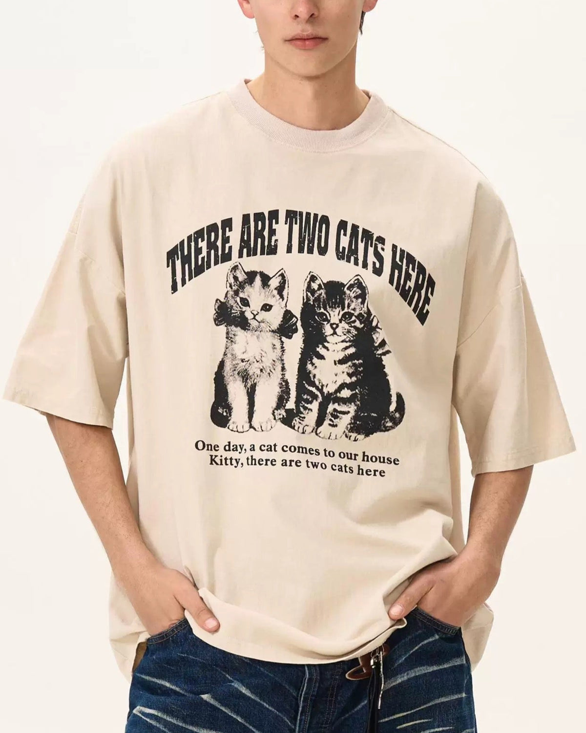 美式卡通小貓咪短袖