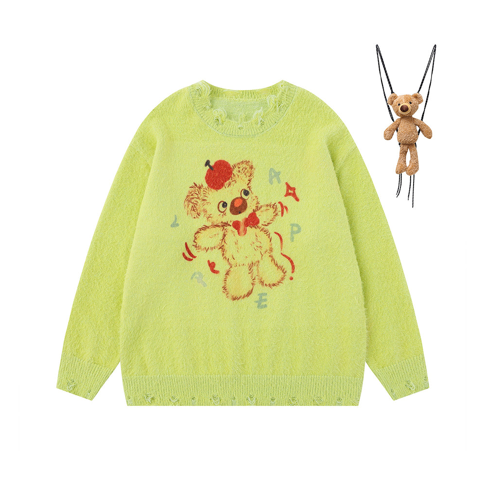 雙肩包玩偶情侶針織衫