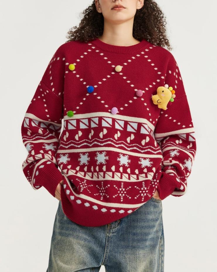 vintage knitted crew neck sweater