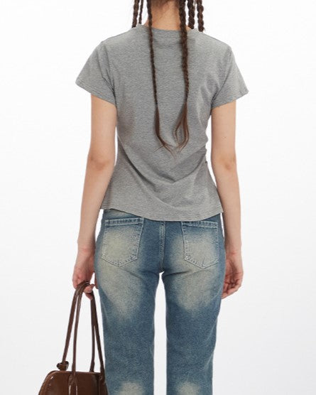 Simple pleated short sleeves