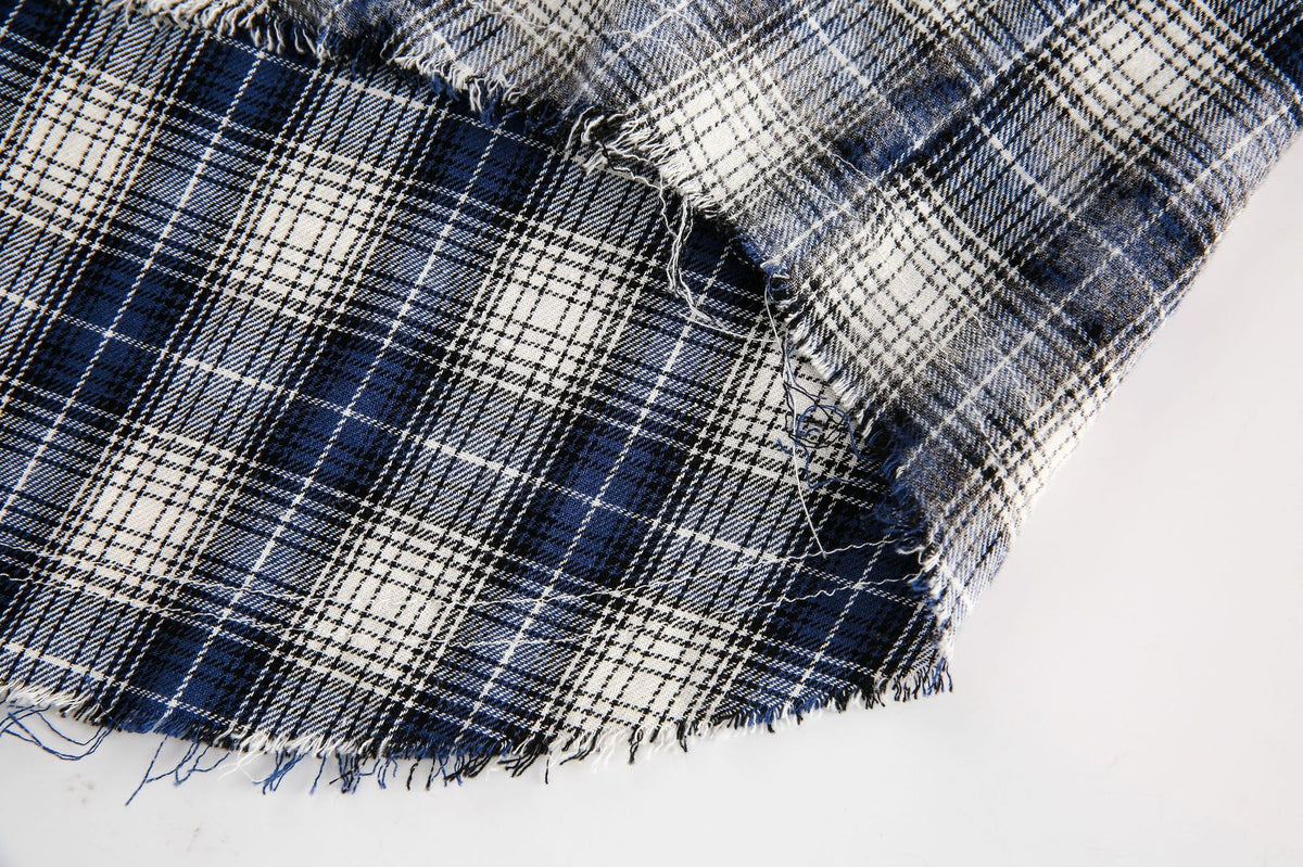 復古格子長袖襯衫