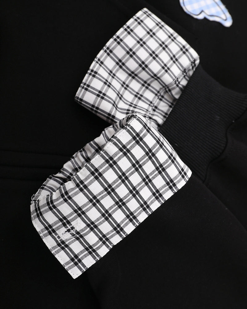 Spliced fake two-piece casual sweatshirt jacket