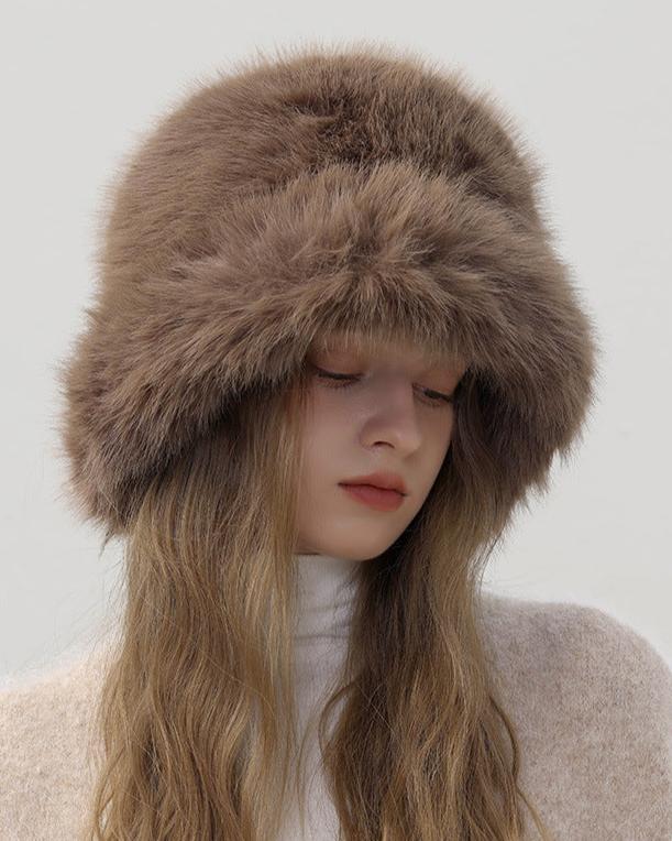 保暖純色毛絨帽