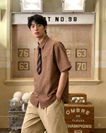 簡約格紋短袖襯衫