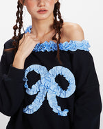 Lace-trimmed off-the-shoulder sweatshirt (women's)