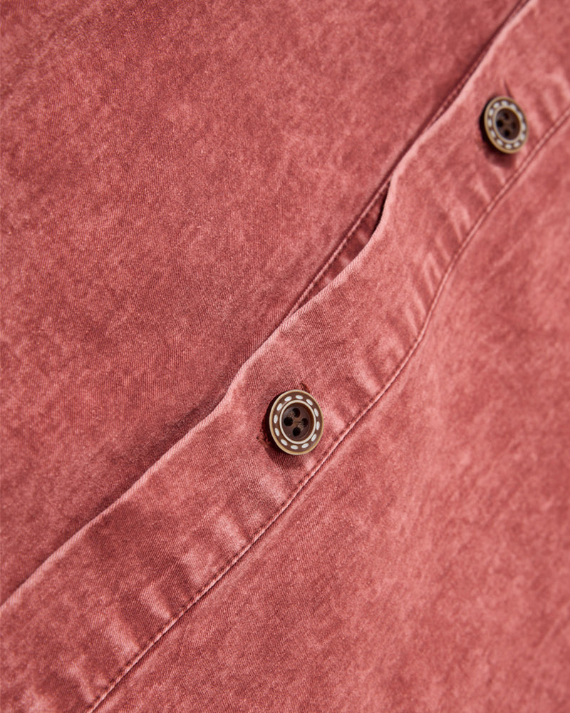 Distressed patchwork short-sleeved shirt