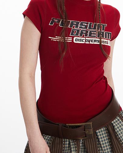 Lettering print crew neck short sleeves