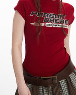 Lettering print crew neck short sleeves