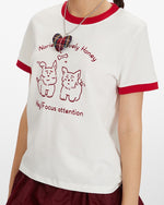 Cute puppy contrast color short sleeves