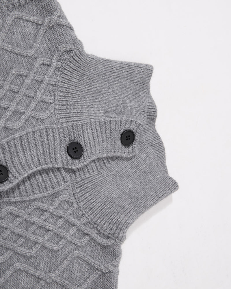 Retro diamond pattern sweater coat