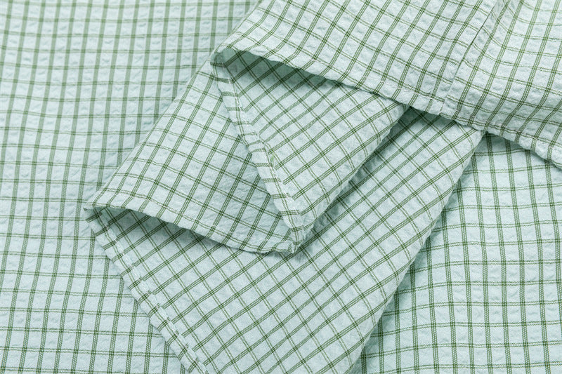 復古戴領帶格子襯衫