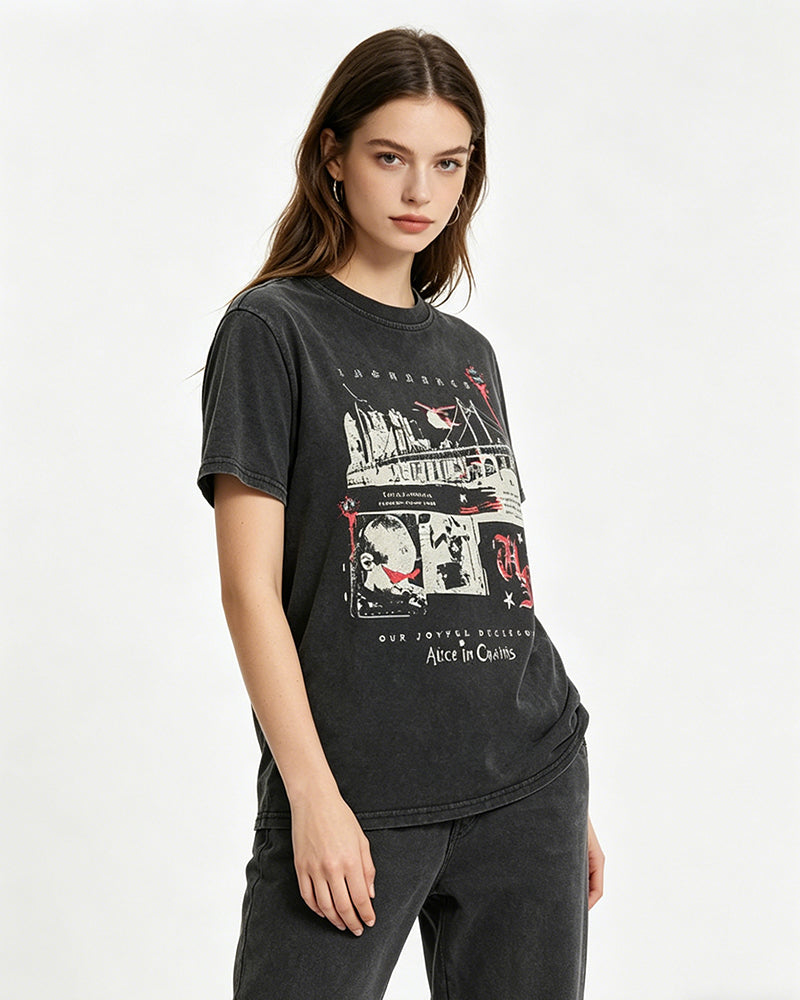 레트로 워시드 디스트레스드 반팔