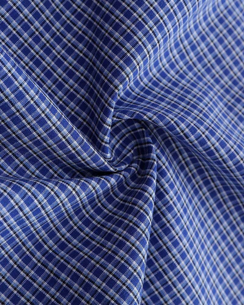 Embroidered plaid long-sleeved shirt