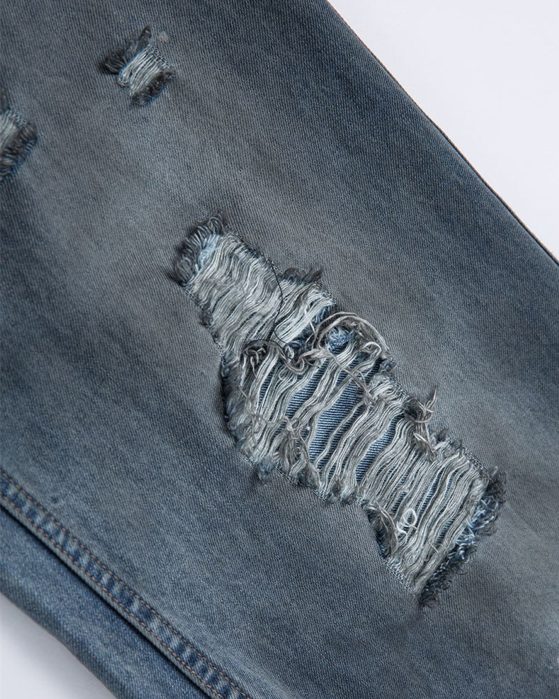 水洗破洞牛仔褲