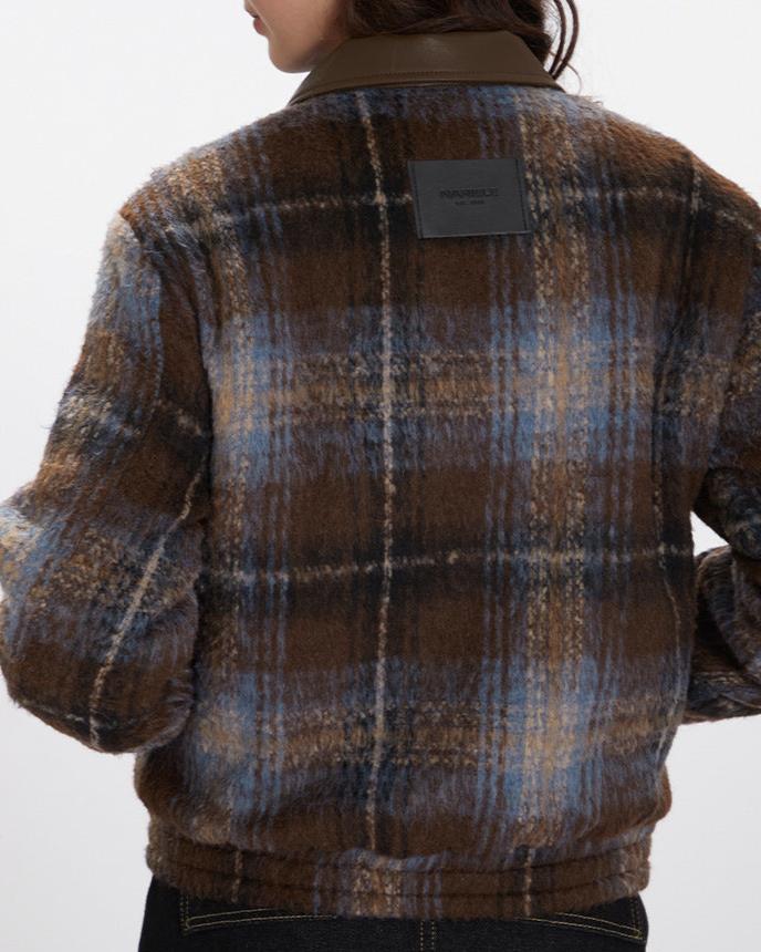 retro plaid contrast coat