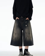 復古做舊寬鬆七分短褲