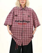 Gradient plaid short-sleeved shirt