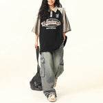 아메리칸 레트로 스티치 스포츠 반소매