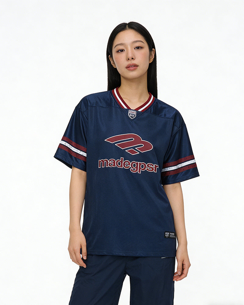 スプライス加工のスポーツ半袖シャツ