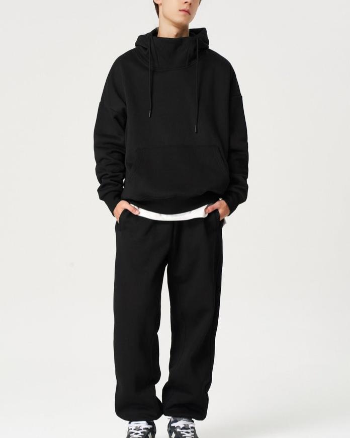 Retro half turtleneck hooded sweatshirt