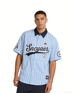 레트로 세로줄무늬 반팔셔츠