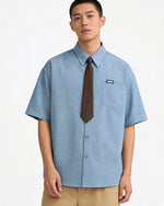 復古格紋短袖襯衫